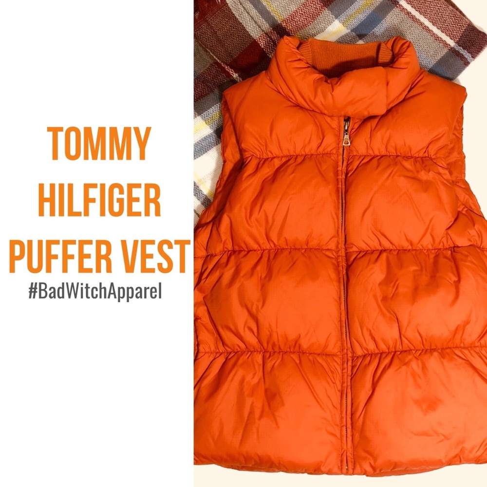 Tommy Hilfiger Orange Puffer Vest Sz M